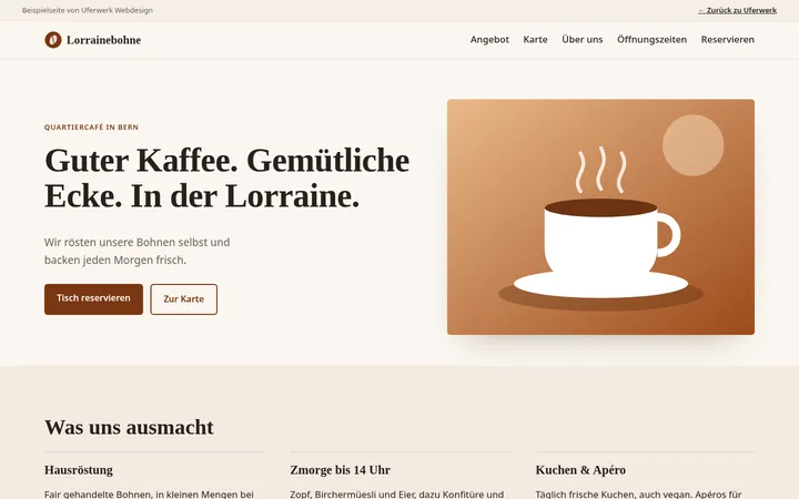 Vorschau der Beispiel-Website Café Lorrainebohne
